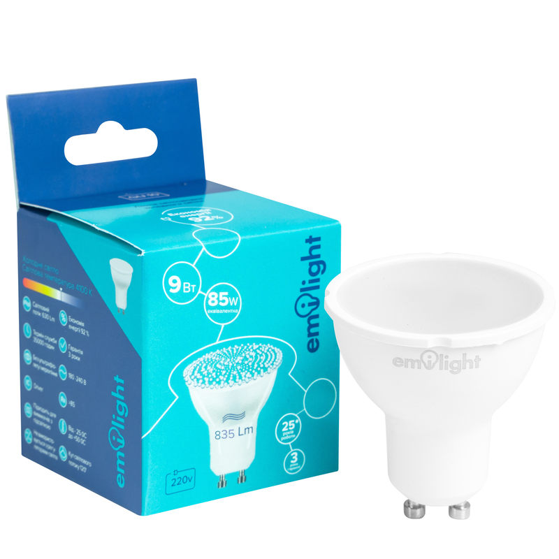 Лампа світлодіодна Emilight (6983850558287) 9Вт, GU10, 4100K